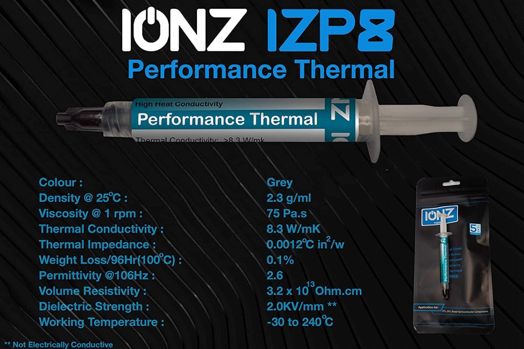 jeringa de 4 gramos ionz IZP8 Compuesto térmico de alto rendimiento 8,3 W/mK pasta de disipador de calor para todos los refrigeradores CPU/GPU 